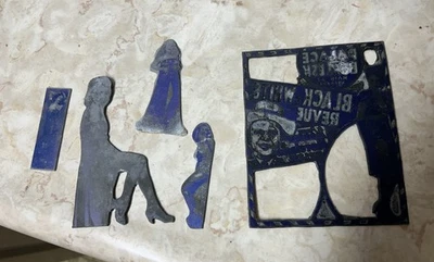 Vintage Burlesque Metal Print Blocks Black Tan Revue  - Image 1 of 4