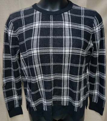 UN NUEVO DÍA - SUÉTER - Mujer Talla XL Negro/Blanco Cuadros Estampado Manga Larga Foto 1 de 4