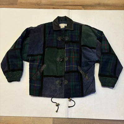 Paris Sport Club Jacket Mens Small Multicolor Full Zip Toggle Plaid Colorblock - Image 1 of 4