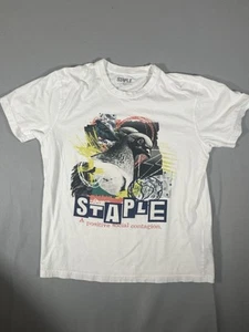 Staple Mens T shirt Sz Large white used A positive social contagion - Picture 1 of 10