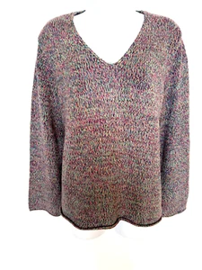 SO Blue SigridOlsen Women's M Multicolored Comfort, Lounge, Layer V Neck Sweater - Picture 1 of 8