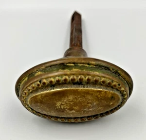 Raro pomello vintage in ottone massiccio manico-antico ovale con perline tira ferramenta 1900 - Foto 1 di 7