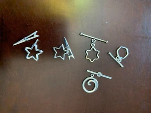 5 Sets Sterling Silver Clasp/Toggle, Medium, Stars, Swirls, NEW Jewelry Making - Picture 1 of 1