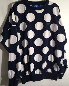 Adidas Stan Smith Men's Size Medium Navy White Polka Dot Pullover - Picture 1 of 5