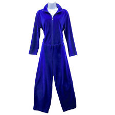Nordstrom Velour Jumpsuit Petite Large Royal Blue One Piece Zip Up Loungewear