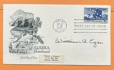 1959 Alaska First Day Cover FDC Signed Governor William A Egan - Image 1 of 2