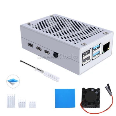 Raspberry Pi 4 Case Aluminum Alloy Enclosure Cover Metal Case with Cooling Fan - Image 1 of 4