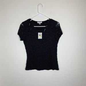 Nueva con etiquetas Camisa de Mujer Calvin Klein Talla PM Pequeña M Encaje Mangas Cortas Precio de venta sugerido por el fabricante $59 - Imagen 1 de 4
