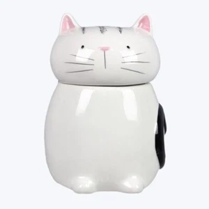 Keramik Schwarz und Weiß Katze Engel Keksdose 55oz - Bild 1 von 2