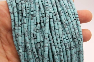 Juego de 10 piezas Cuentas Afganas 4mm Tubo Turquesa Piedras Preciosas Semilla Heishi Cuentas Corte a Mano Foto 1 de 4