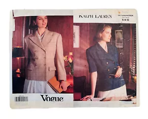 Vintage Vogue Sewing Pattern 2491 Ralph Lauren Jacket Blazer 6,8,10, Retro 1990 - Picture 1 of 9