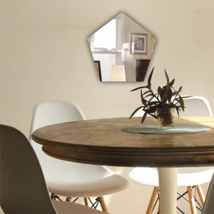 Acrylic Wall Decor Mirror Pentagon Shape Strong Lightweight Sharp Reflection - Picture 1 of 5
