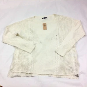 Suéter para mujer American Eagle talla M cuello redondo manga larga cable marfil nuevo - Imagen 1 de 3