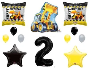 CONSTRUCTION 2nd Second Happy Birthday Party Balloons Decoration Supplies Truck - Picture 1 of 1