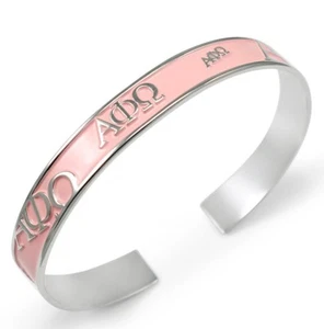 Alpha Phi Omega Bangle with raised letters and pink enamel APO NEW! - Picture 1 of 2