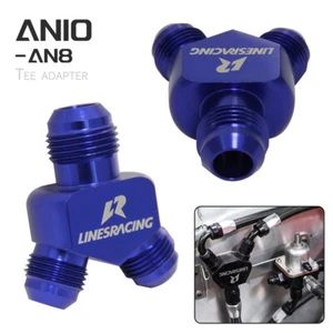  AN10 to 8AN to AN8 Anodized Aluminium Blue Y Block Adapter Fitting 2PCS - Picture 1 of 9