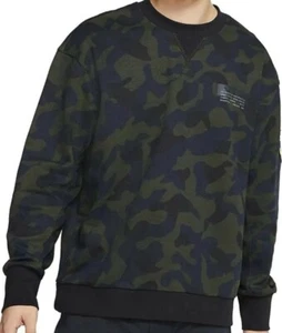 Nike Sportswear Mens Mediun French Terry Crew Sweatshirt Dark Obsidian Camo  - Picture 1 of 3
