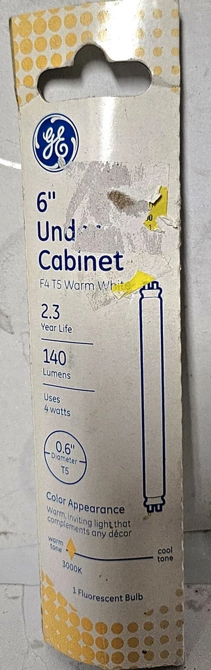 GE-6 INCH UNDER THE CABINET F4 T5-WARM WHITE Fluorescent BULB-NEW - Image 1 of 1