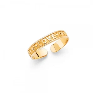 Anillo ajustable Love Heart de oro amarillo macizo de 14K - banda pulida para el pie para mujer - Imagen 1 de 1