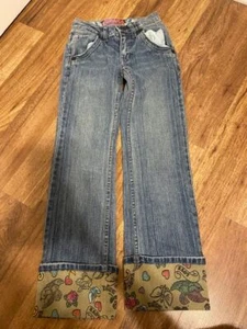 Vintage Kids Y2K GUESS Wider Leg Tattoo Bottom Jeans Size 7 - Picture 1 of 5