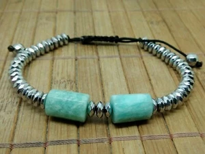 Armband Amazonit und Hämatit verstellbar Herren Damen Unisex Reiki Lithotherapie - Bild 1 von 3