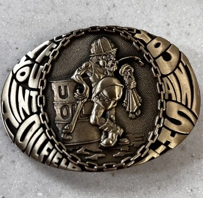 Fivela de cinto gola redonda medalhas design prêmio ADM se você não é campo petrolífero latão maciço - Imagem 1 de 4