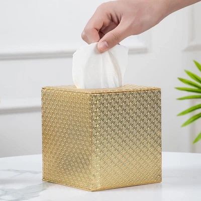 Gold Tissue Box Cover,Tissue Box Cover Square,Gold Tissue Box Holders,Tissue Hol - Image 1 of 4