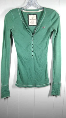 Camisa Hollister Adolescente M Verde Pullover Henely Camiseta Bella Swan Y2K Años 90 Retro Foto 1 de 4