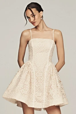 Nuevo con etiquetas Vestido Anthropologie Encaje Cintura Vasca Crochet Estructurado Mini EVENTO MARFIL 14 Foto 1 de 4