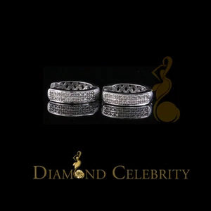 0.15ct Diamond 925 Sterling Silver White Hoop Stud Earrings For unisex - Picture 1 of 10