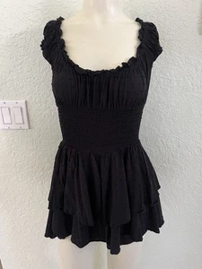 Damen schwarz Prinzessin Polly Skort Kleid gepunktet Schweizer Stoff Größe 4 - Bild 1 von 5