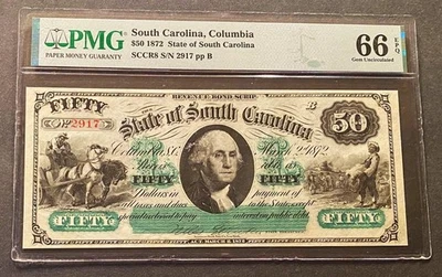 *PERFECTION* $50 1872 COLUMBIA, SOUTH CAROLINA PMG SUPERB GEM 66EPQ - Image 1 of 2