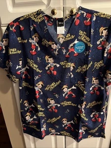 Cherokee Tooniforms Men's Pinocchio V-Neck Knit Panel Scrub Top Size M - NEW! - Picture 1 of 9