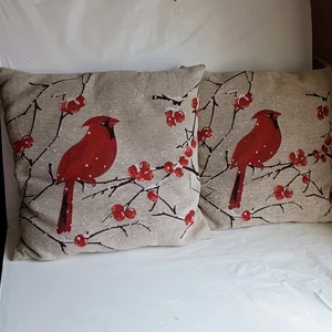Set 2 Cuscini Cardinali Uccellini Decorazione Divano  - Foto 1 di 11