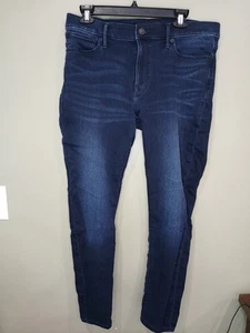 Express Denim Jeans 12 Short Legging Mid Rise Stretch Dark Wash Slimming - Picture 1 of 8