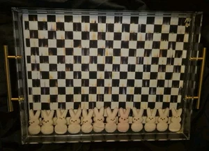 Check Lucite Acrylic Serving Tray Platter Bunnies Queen Bee MacKenzie Childs? - Picture 1 of 10