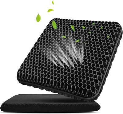 Honeycomb Breathable Gel Seat Cushion Cooling Double Thick Sitting Pad Mat Black