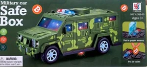 SUV MILITAR CAJA SEGURA PARA DINERO BUMP & GO, MÚSICA, ILUMINADO BAILANDO COCHE ALCANCÍA - Imagen 1 de 5
