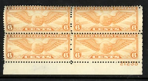 SCOTT C19 1934 6 CENT WINGED GLOBE AIRMAIL ISSUE PB OF 4 MNH OG VG CAT $20! - Picture 1 of 2