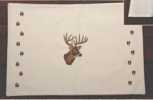 4 deer placemats, 100% cotton, embroidered, 12 x 18" - Picture 1 of 1