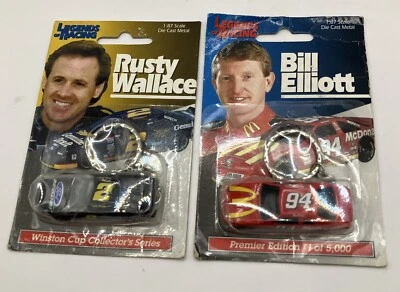 2 Llaveros Nascar 1:87 Die Cast Legends Of Racing Bill Elliott Rusty Wallace Foto 1 de 2