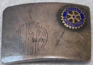 Vintage Rotary Club 10k gold Pin Gorham A-Grippa Sterling Silver Belt Buckle - Picture 1 of 4