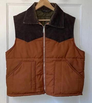 Colete acolchoado vintage A E Nelson painel de veludo marrom externo Gorpcore masculino M - Imagem 1 de 4