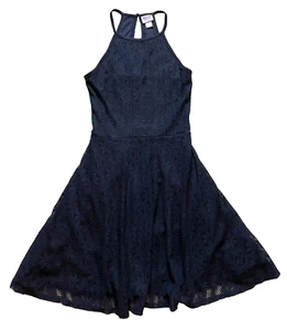 Mossimo Sleeveless Black Halter Lace Keyhole Back A-Line Skater Party Dress XS - Picture 1 of 5