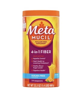 8x Metamucil 4-in-1 Fiber Sugar-Free Supplement (Orange) 23.3 OZ Exp 09/27 - Picture 1 of 1