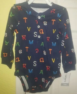 Carters Baby Boy's Happy Alphabet Navy Bodysuit 12 Months - Picture 1 of 3