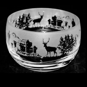 Animo Scottish Scene Small Engraved Crystal Glass Bowl Home Decor Ornament Gift - Picture 1 of 2