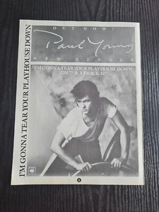 PAUL YOUNG IM GONNA TEAR PLAYHOUSE DOWN 1984 MUSIC SINGLE ADVERT 8.5X11" POSTER - Picture 1 of 1