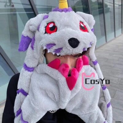 Digimon Adventure Kawaii Gabumon Peluche Sombrero Pellizcar Peluche Mantener Caliente Sombrero para la Cabeza Foto 1 de 4