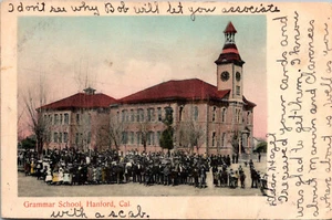 HANFORD CALIFORNIA - STUDENTS AT GRAMMAR SCHOOL - 1901 - UNDIVIDED BACK POSTCARD - Picture 1 of 2
